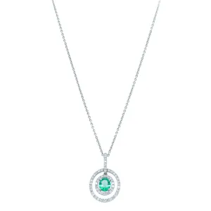 18ct White Gold .48ct Emerald & Diamond Halo Pendant