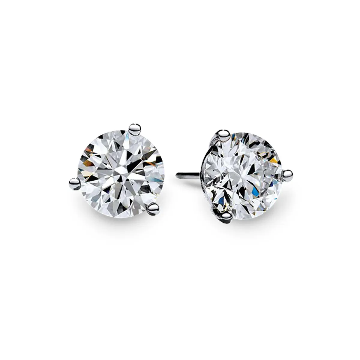 18K Fire and Ice White Gold Diamond Stud Earrings