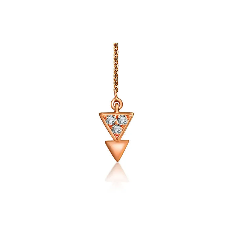 18k Gold Hollow Triangle Dangling Diamond Necklace