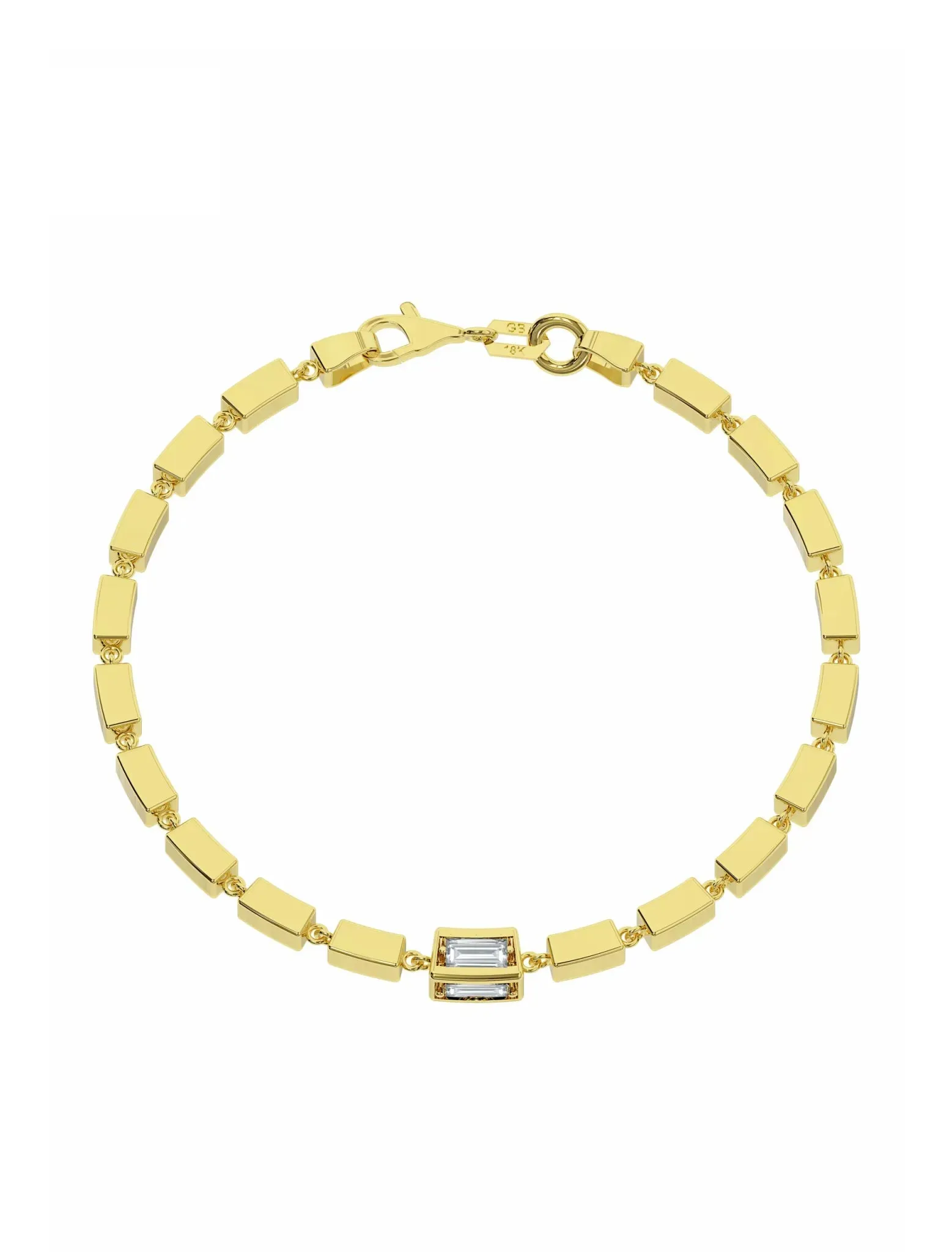 18K Gold LanternLink Single Baguette Zircon Bracelet