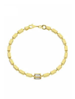 18K Gold LanternLink Single Baguette Zircon Bracelet