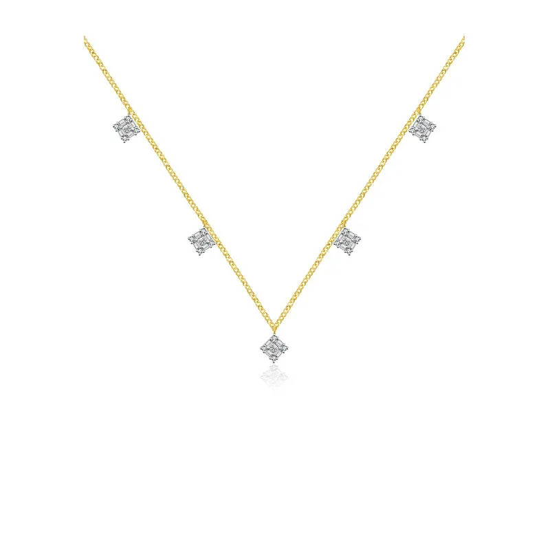 18k Gold Rhombus Shape Diamond Necklace / Choker