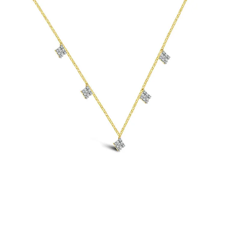 18k Gold Rhombus Shape Diamond Necklace / Choker