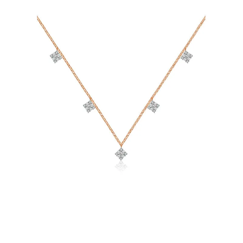 18k Gold Rhombus Shape Diamond Necklace / Choker