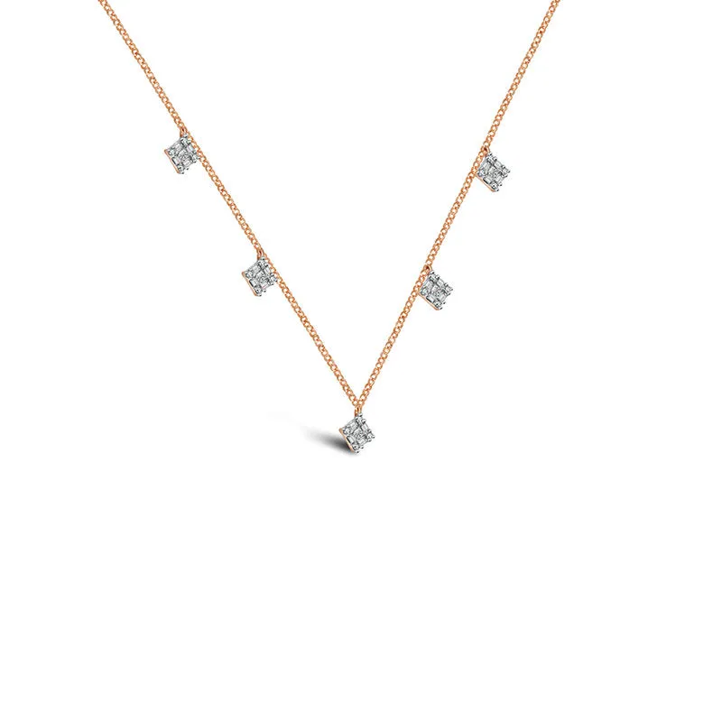 18k Gold Rhombus Shape Diamond Necklace / Choker