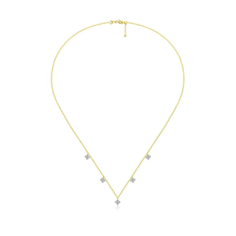 18k Gold Rhombus Shape Diamond Necklace / Choker