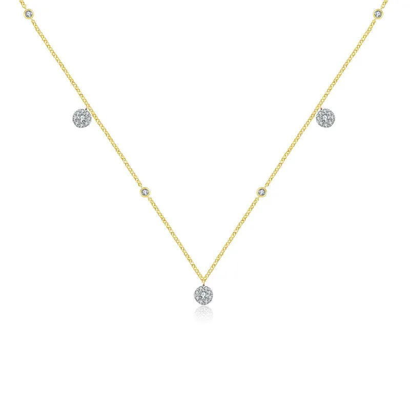 18k Gold Round Shape Diamond Necklace / Choker