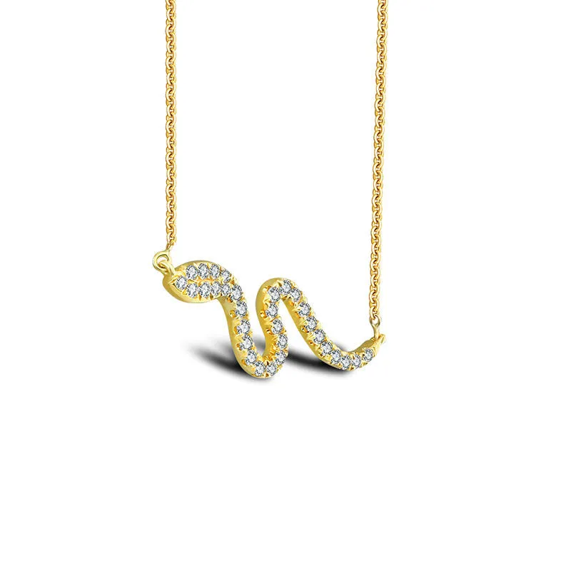 18k Gold Snake Shape Diamond Necklace