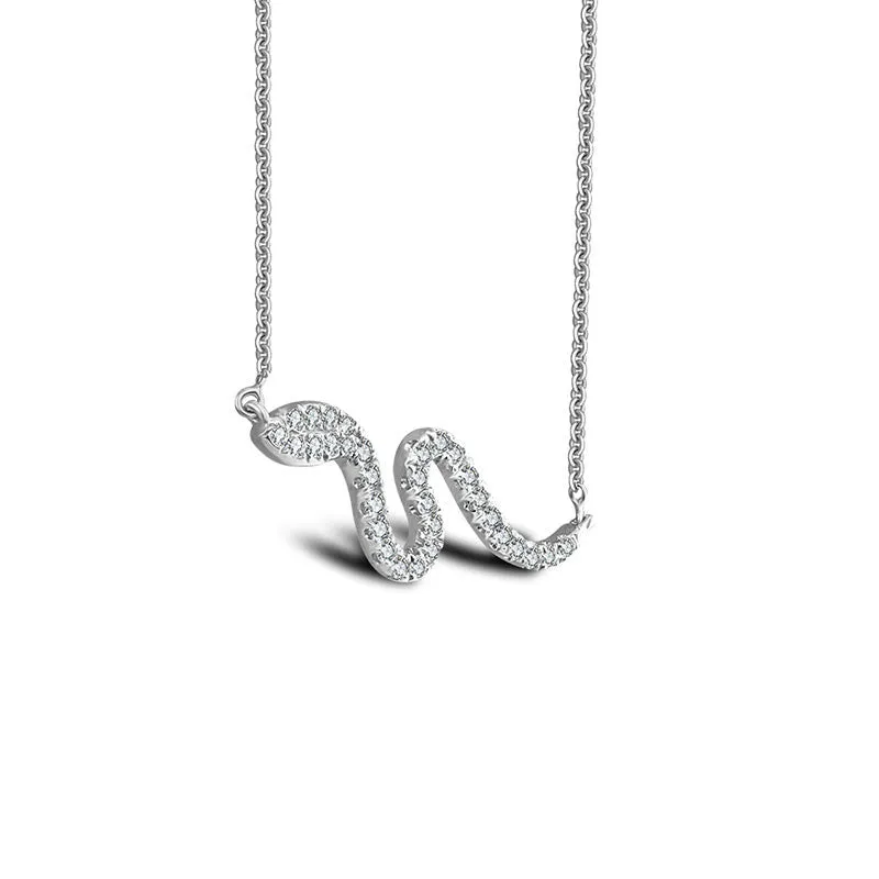 18k Gold Snake Shape Diamond Necklace