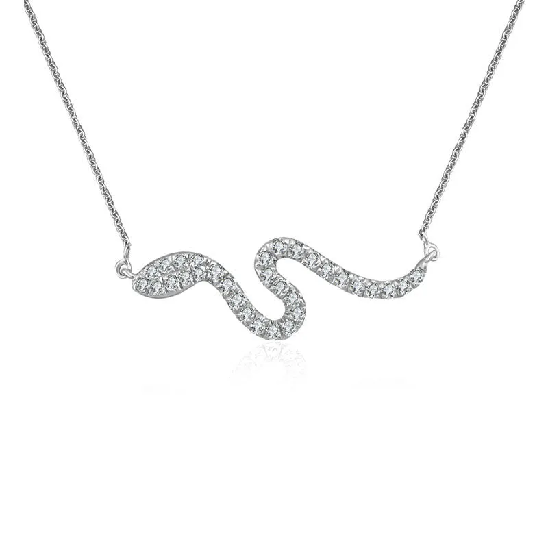 18k Gold Snake Shape Diamond Necklace