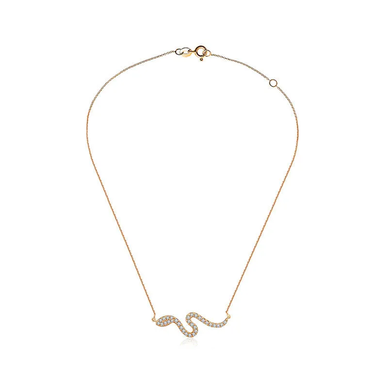 18k Gold Snake Shape Diamond Necklace