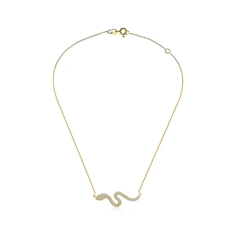 18k Gold Snake Shape Diamond Necklace