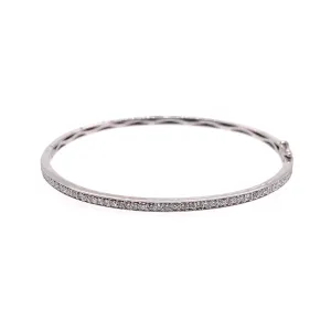 18K White Gold Diamond Hinged Bangle