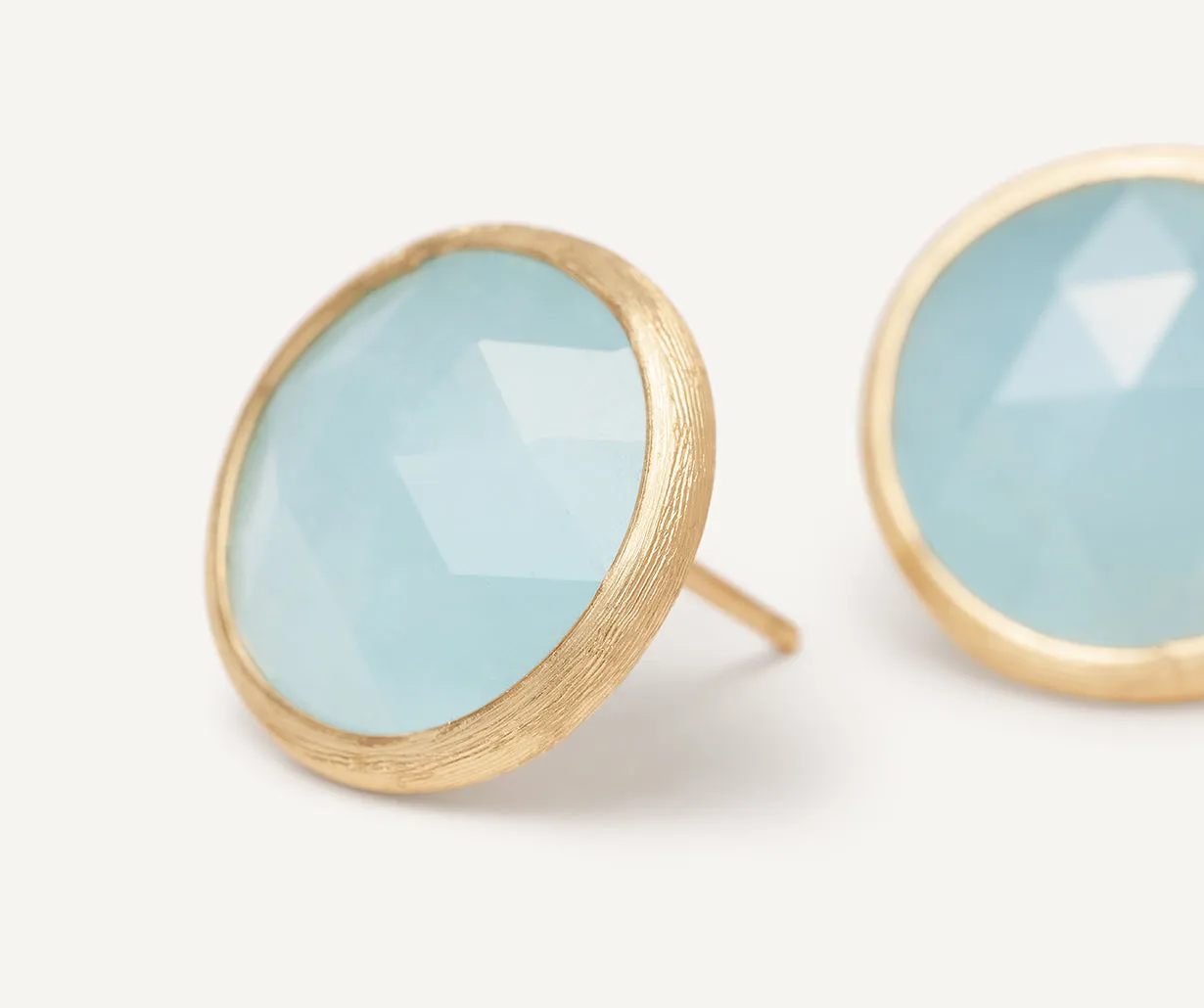 18K Yellow Gold Aquamarine Medium Stud Earrings