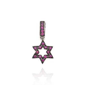 18kt Gold Pavé Ruby Jewish Star