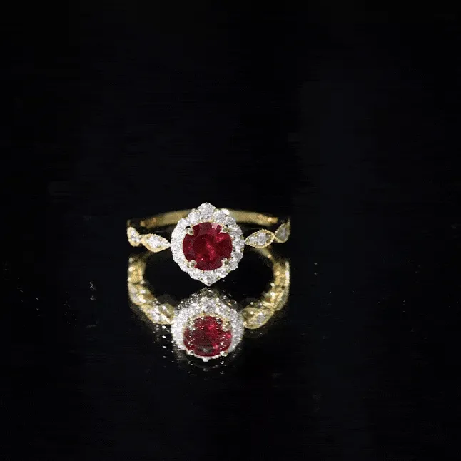 2 CT Vintage Style Created Ruby Engagement Ring with Moissanite