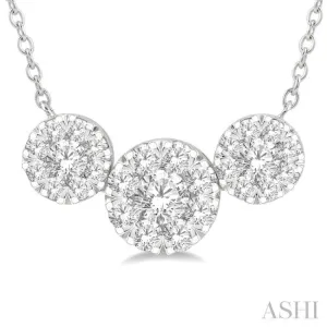 2 Ctw Triple Circle Lovebright Round Cut Diamond Necklace in 14K White Gold