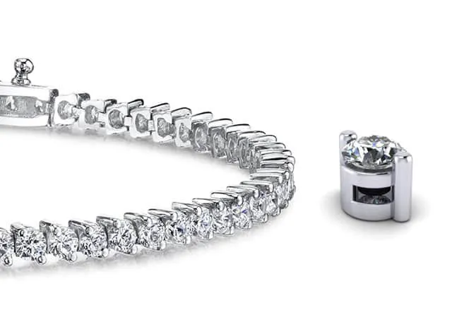 2 Prong Set Round Lab-Grown Diamond Tennis Bracelet with 0.58 ct.(finished) 1.2mm