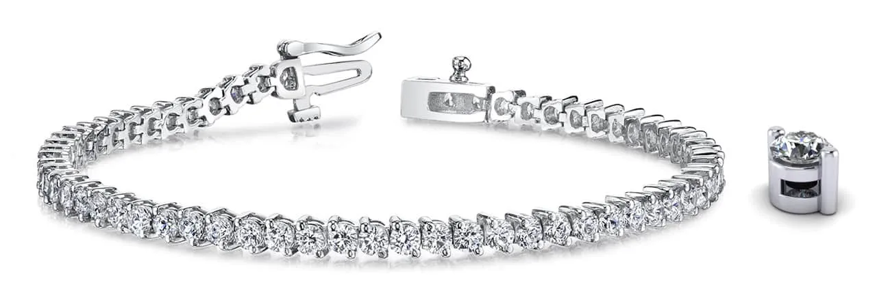 2 Prong Set Round Lab-Grown Diamond Tennis Bracelet with 10.08 ct.(finished) 3.9mm