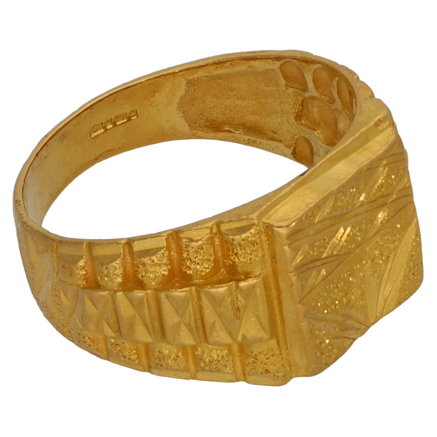 22ct Gold Patterned Signet Ring Size U