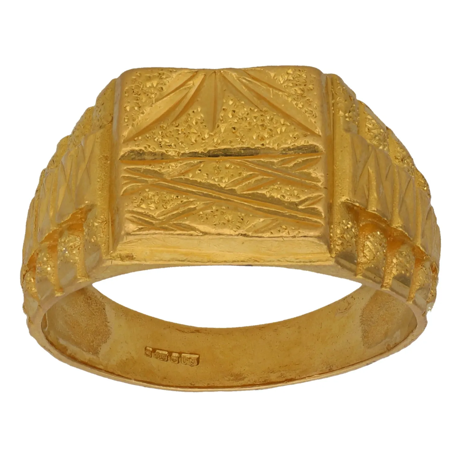 22ct Gold Patterned Signet Ring Size U