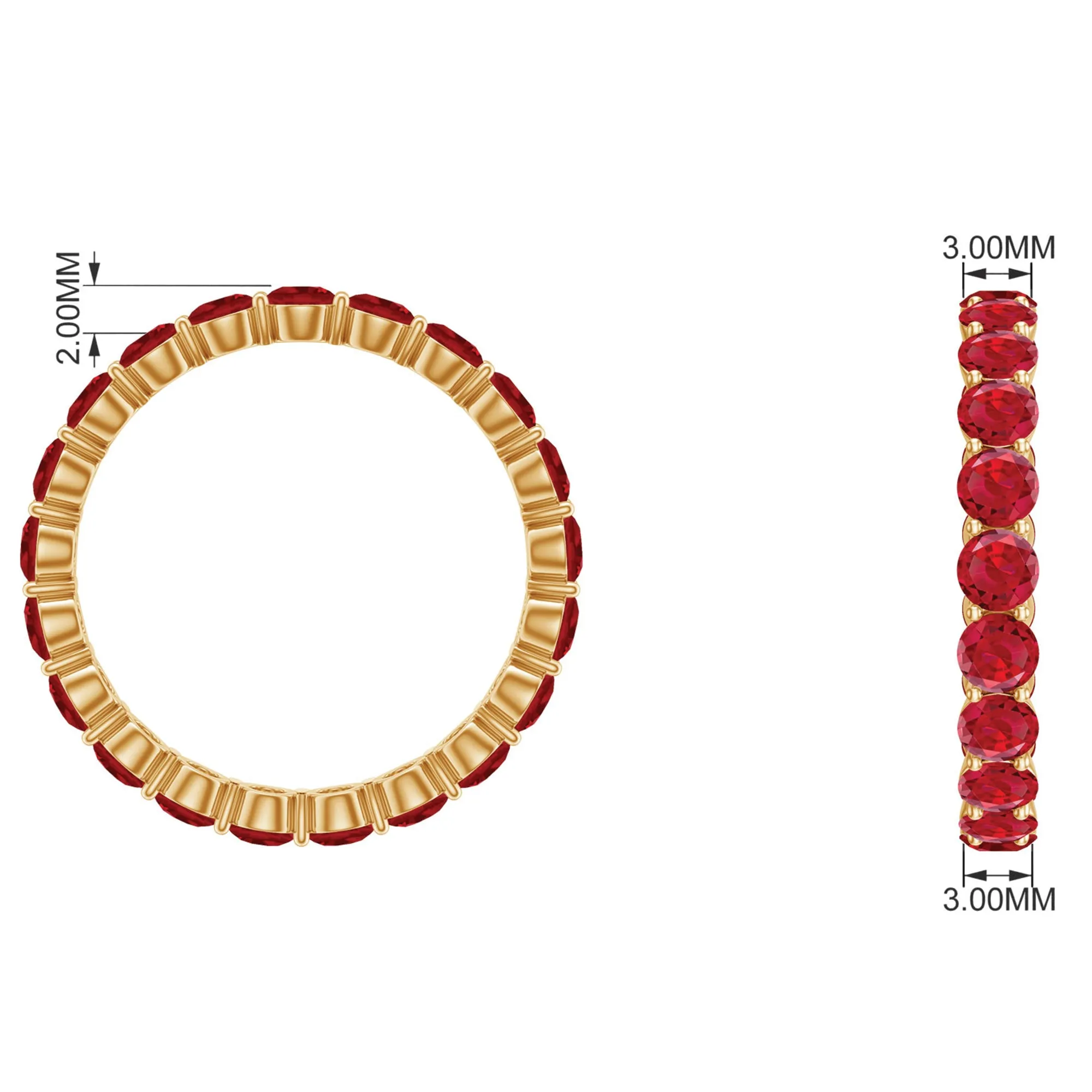 3 CT Round Lab-Created Ruby Full Eternity Band Ring in Gold