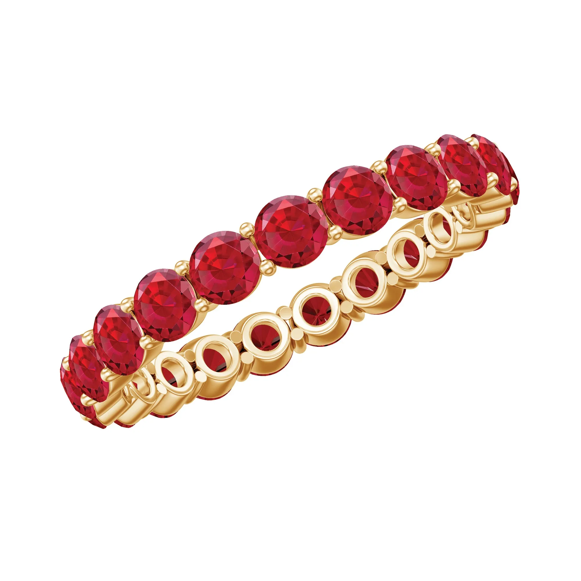 3 CT Round Lab-Created Ruby Full Eternity Band Ring in Gold