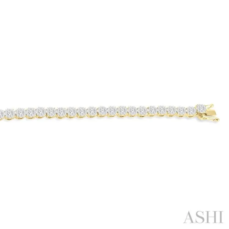 3 Ctw Round Cut Lovebright Diamond Bracelet in 14K Yellow and White Gold