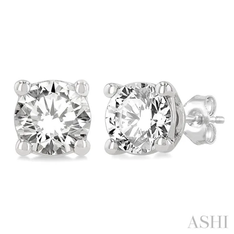 3/4 ctw Round Cut Diamond Stud Earring in 14K White Gold