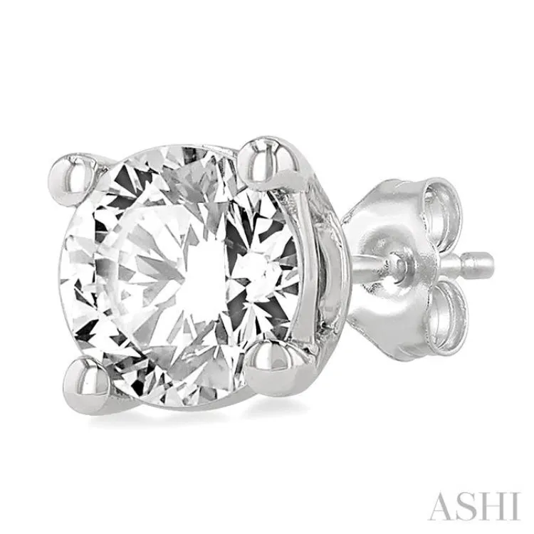 3/4 ctw Round Cut Diamond Stud Earring in 14K White Gold