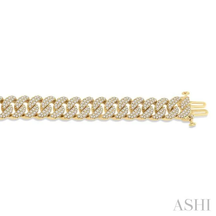 4 Ctw Round Cut Diamond Curb Bracelet in 14K Yellow Gold