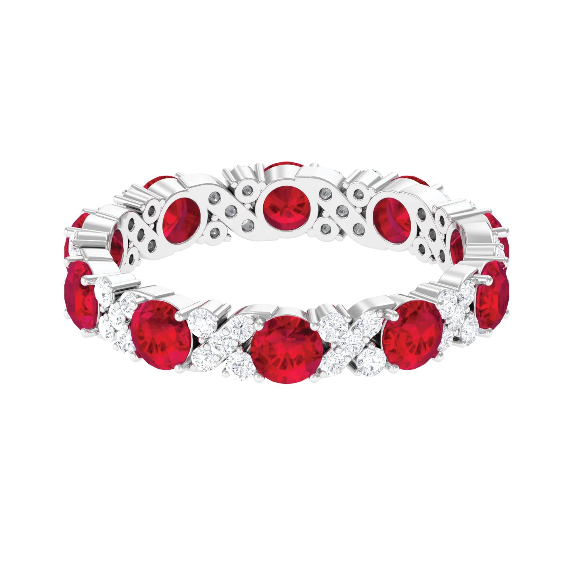 4.50 CT Created Ruby Eternity Band Ring with Diamond