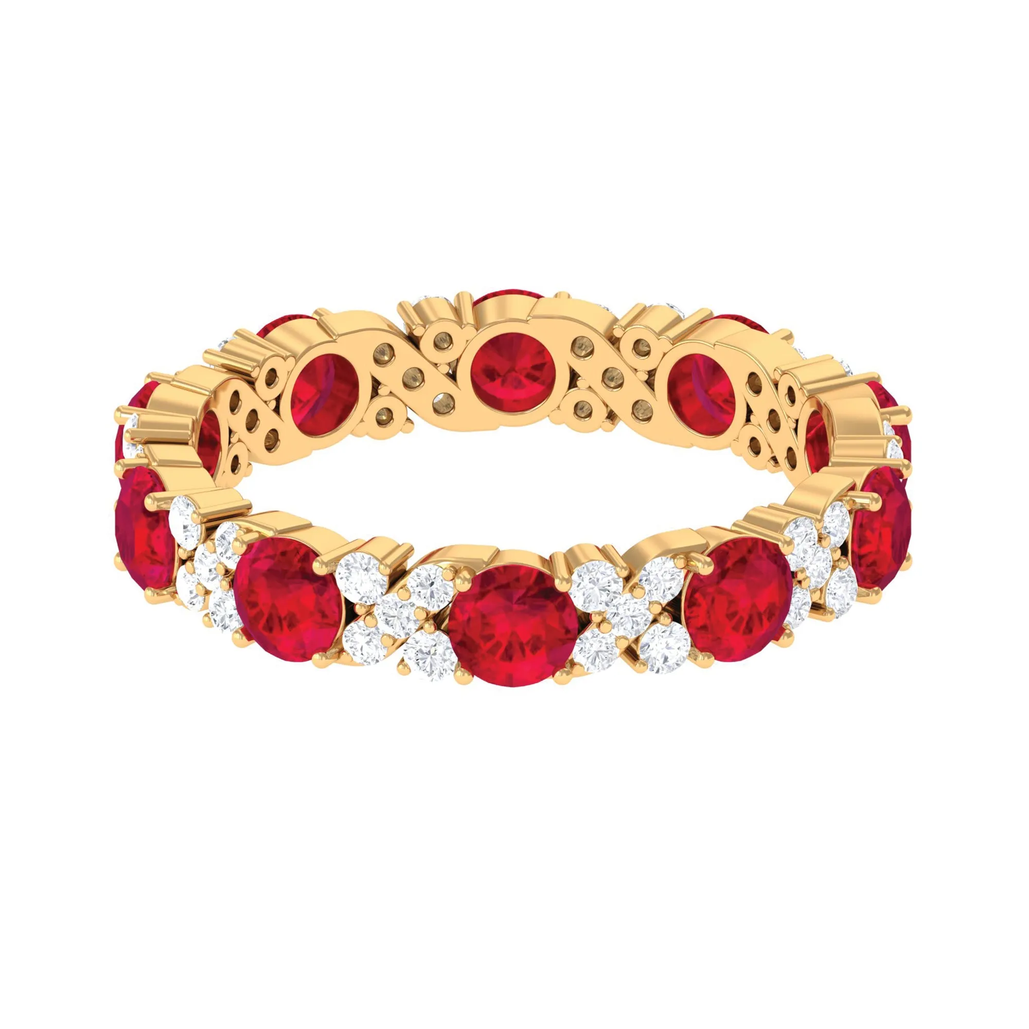 4.50 CT Created Ruby Eternity Band Ring with Diamond