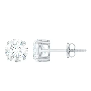 6 MM Moissanite Solitaire Stud Earrings in Silver