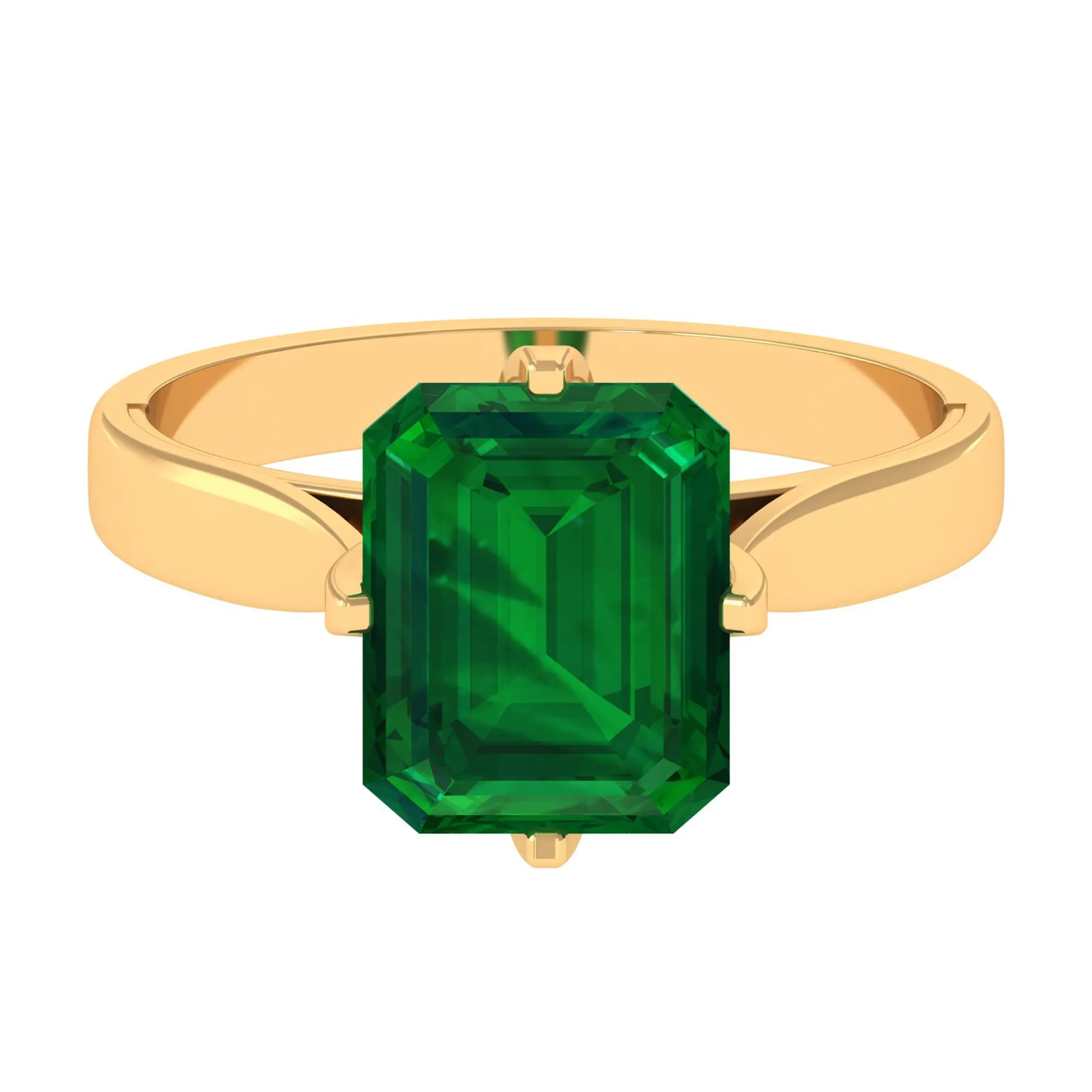 8X10 MM Octagon Lab Grown Emerald Solitaire Engagement Ring