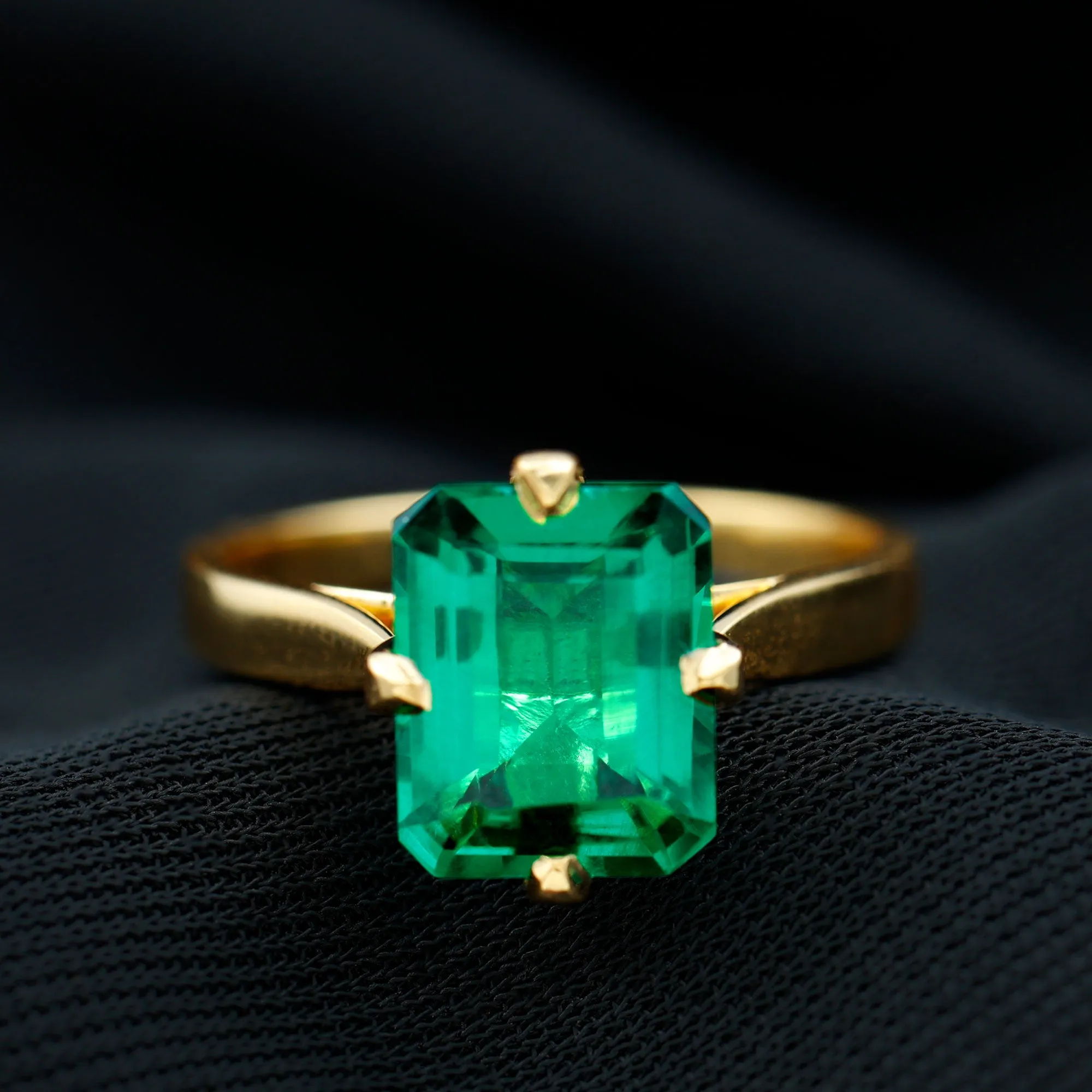 8X10 MM Octagon Lab Grown Emerald Solitaire Engagement Ring