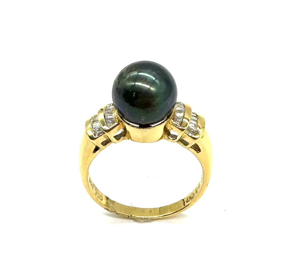 9 MM Black Pearl & Diamond Ring