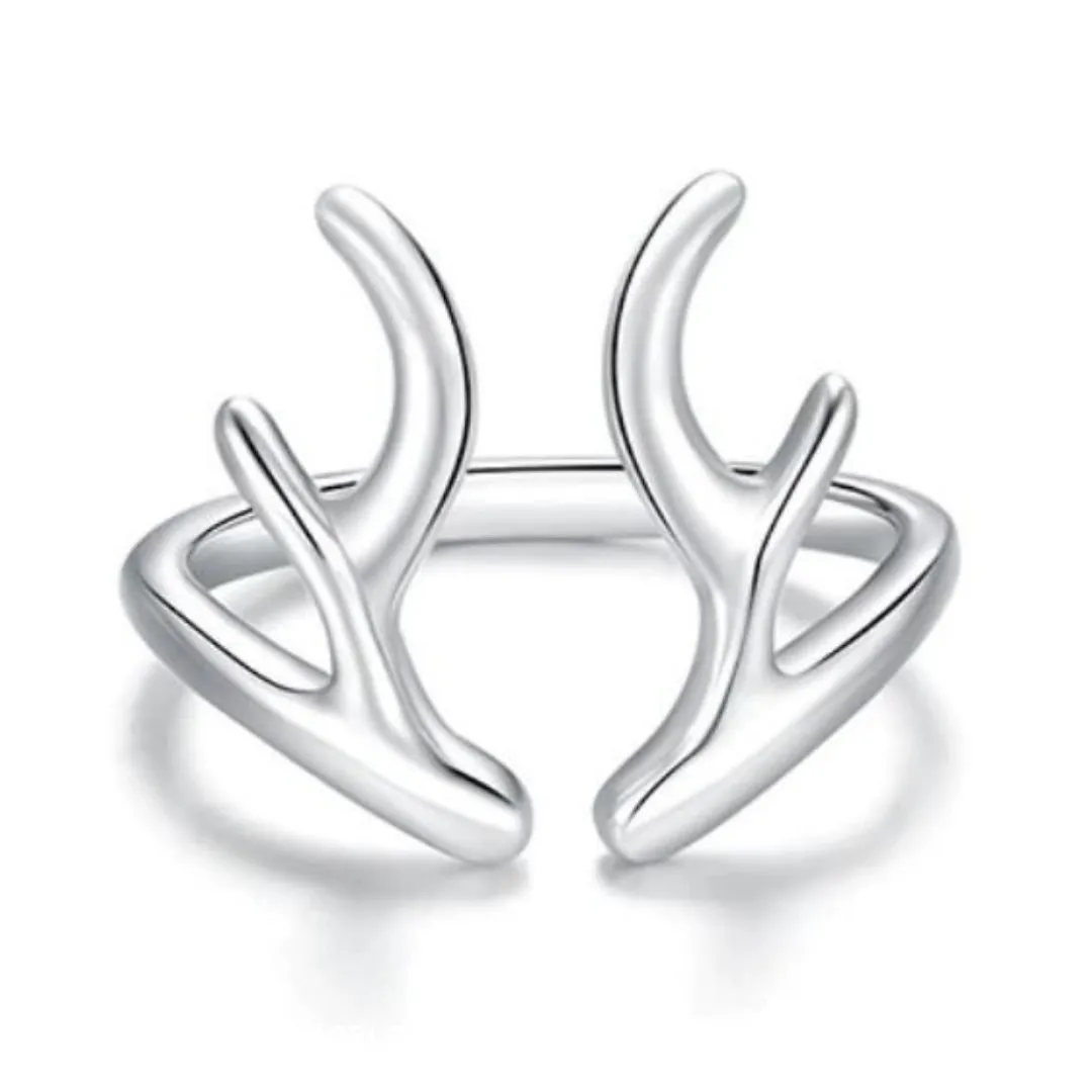 925 Silver Ring Antler Adjustable - Fenris