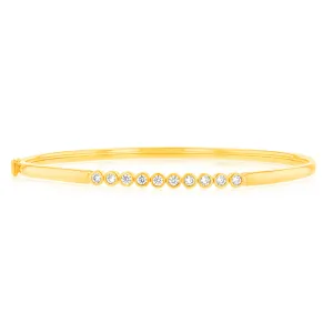 9ct Gold Filled Cubic Zirconia Bezel Set Bangle