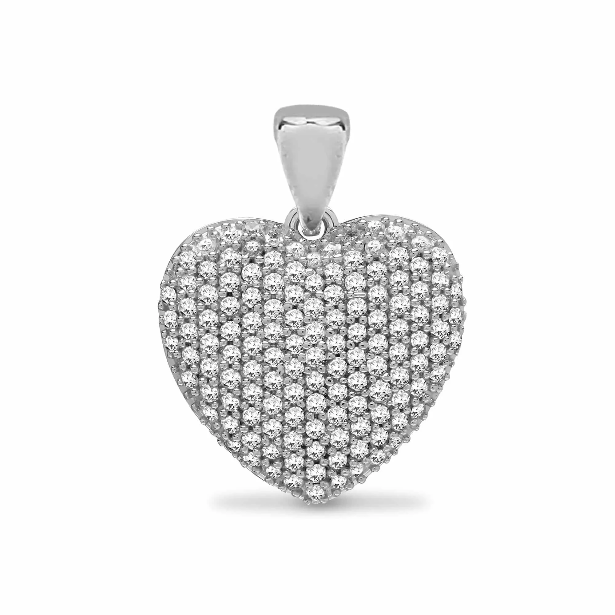 9ct White 0.50ct Pave Set Diamond Heart