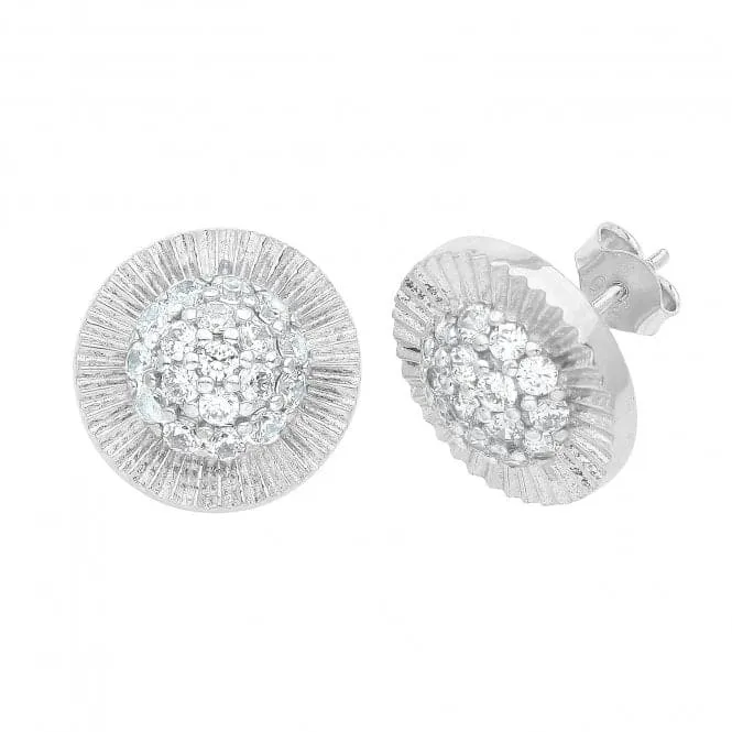 9ct White Gold Round Zirconia Stud Earrings ES546W