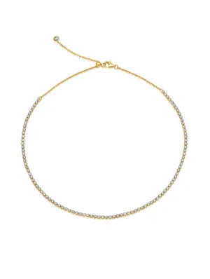 Adjustable Choker Tennis Necklace in Gold