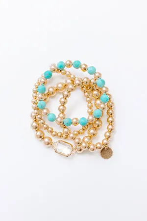 All The Glam Stretch Bracelet Set in Turquoise