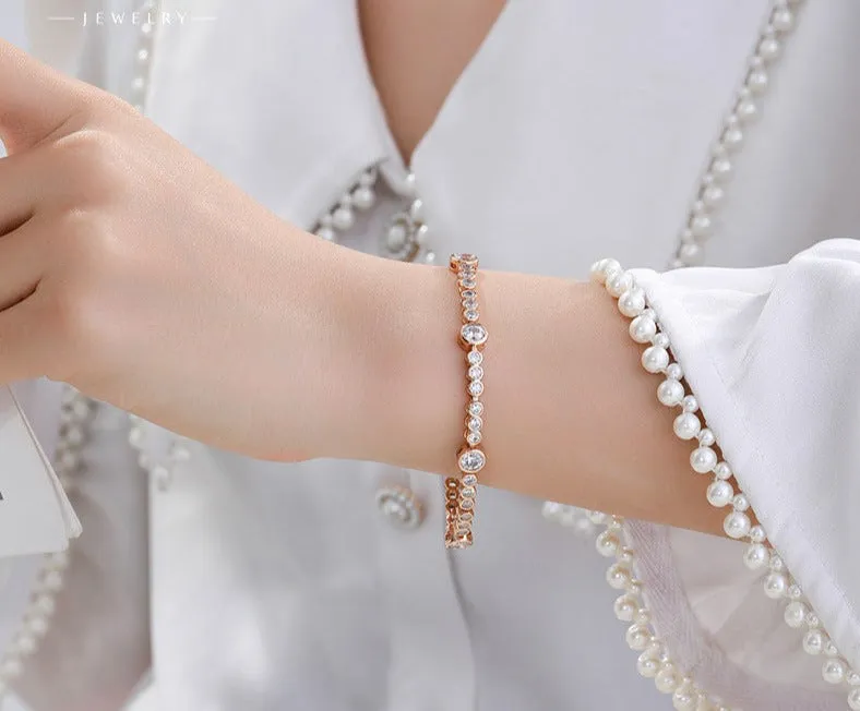 American fashion style simple bead splicing buckle bracelet women's light luxury niche design retro style hand jewelry