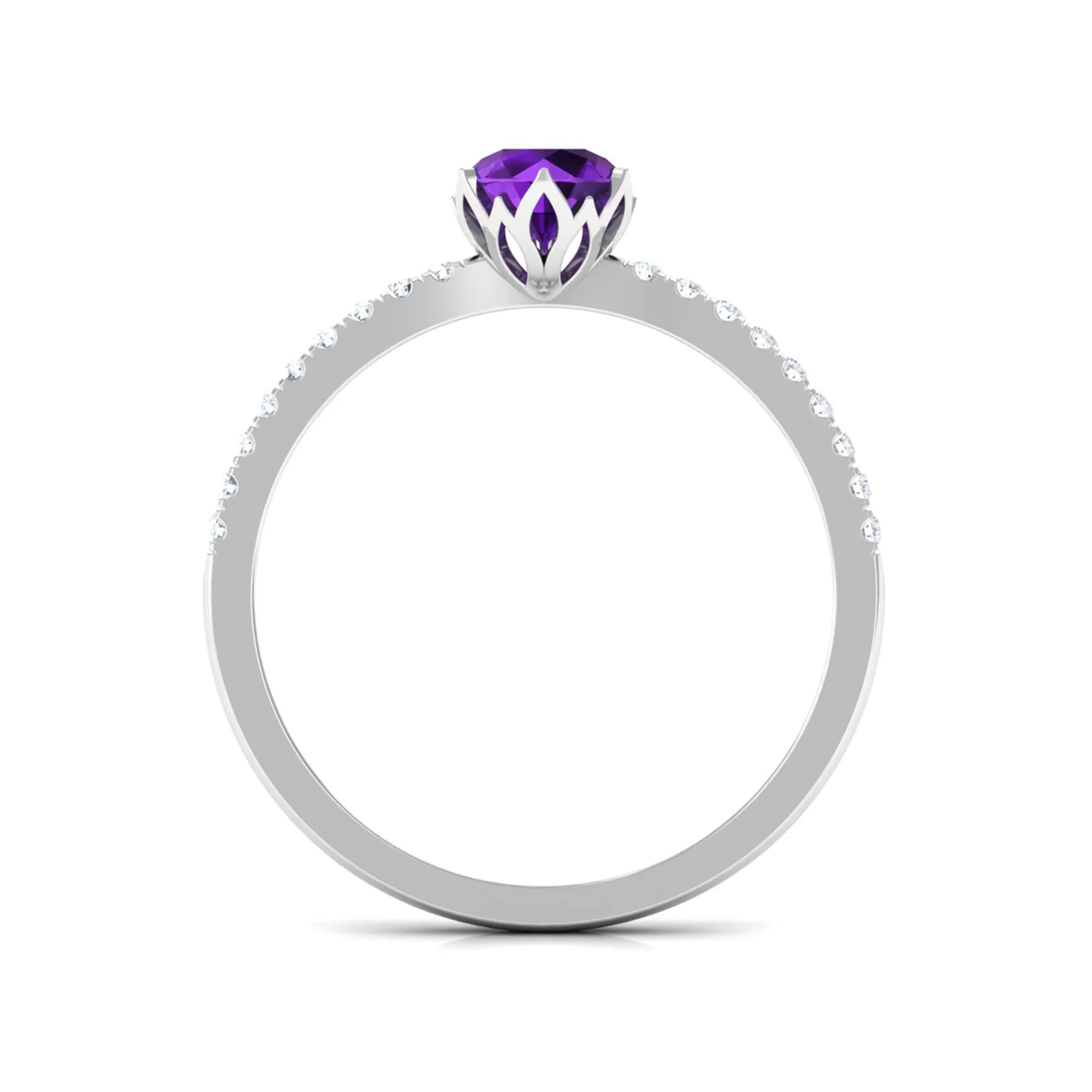 Amethyst and Diamond Solitaire Promise Ring