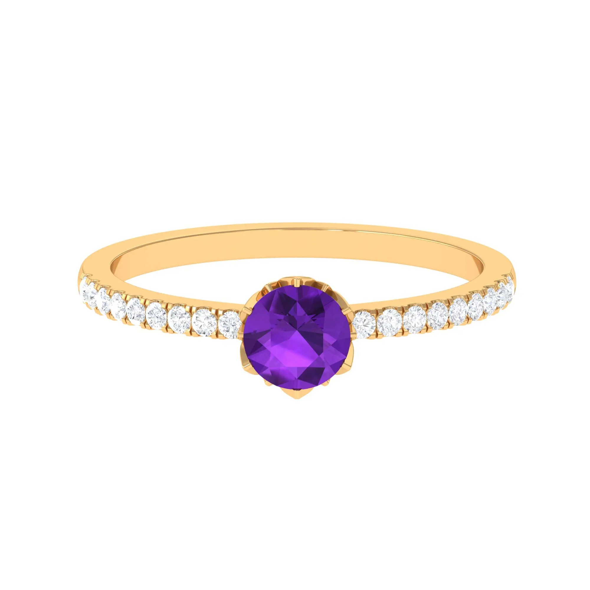 Amethyst and Diamond Solitaire Promise Ring