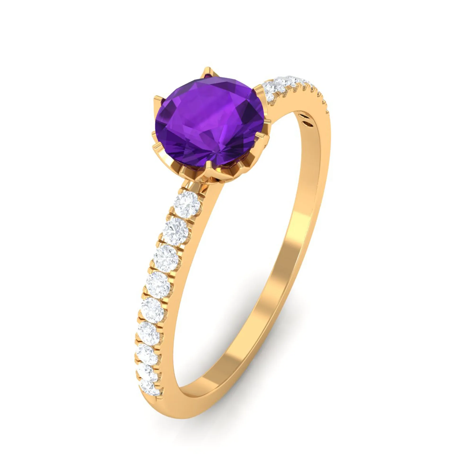 Amethyst and Diamond Solitaire Promise Ring