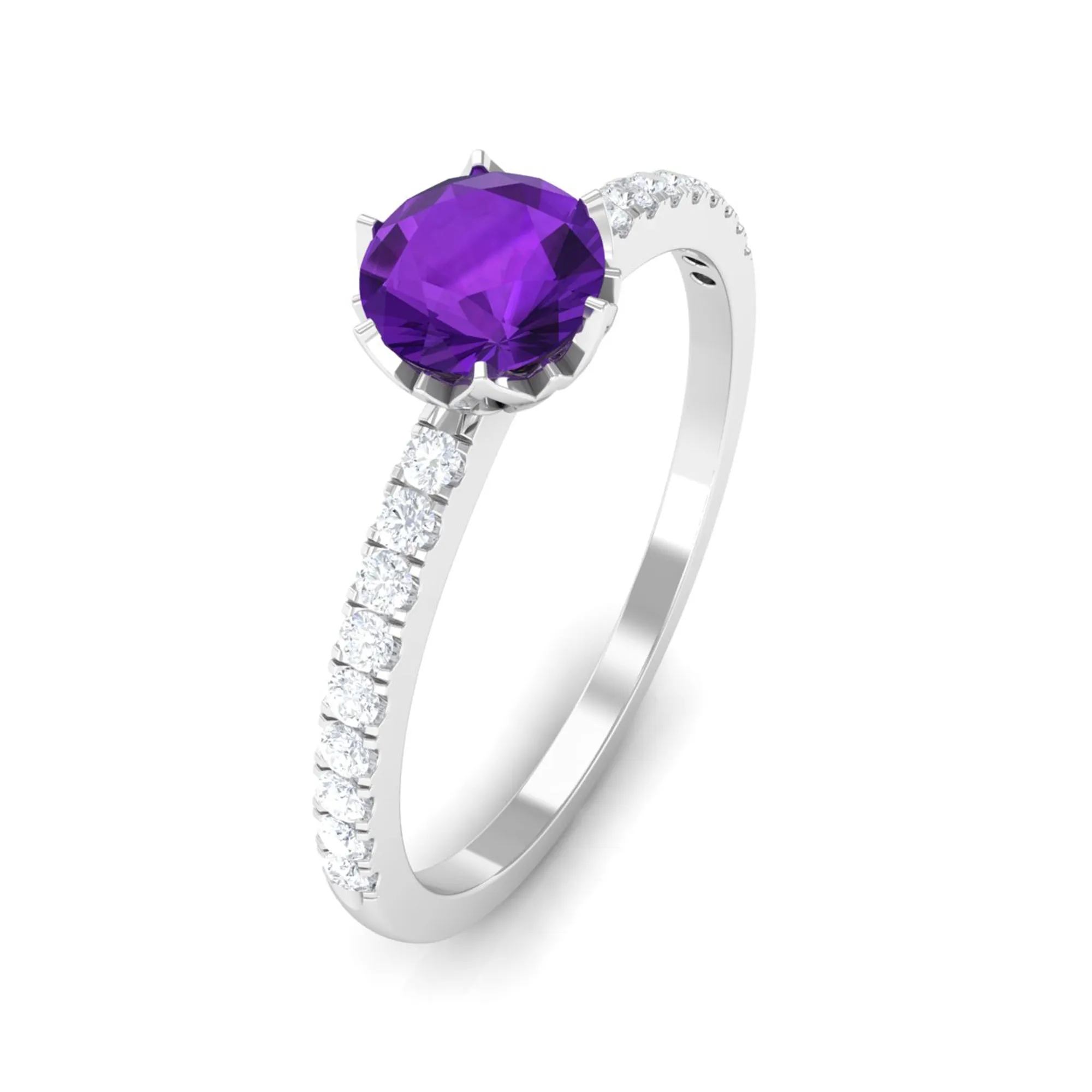 Amethyst and Diamond Solitaire Promise Ring