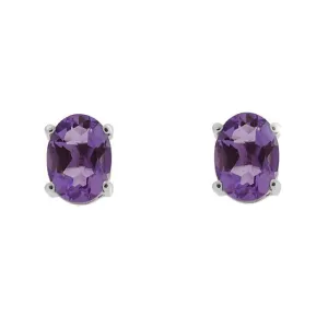 Amethyst Ohrstecker, 9ct Weiss Gold 1.27ct 4 Klaue Satz Amethyst Oval Ohrstecker 7x5mm