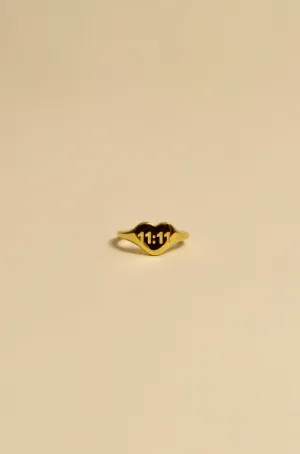 Angel Numbers Heart Signet Ring